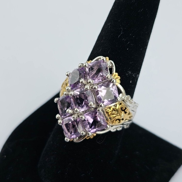 Rose De France Amethyst Ring 925/14k Gold Accents Sz 9 - Picture 9 of 10